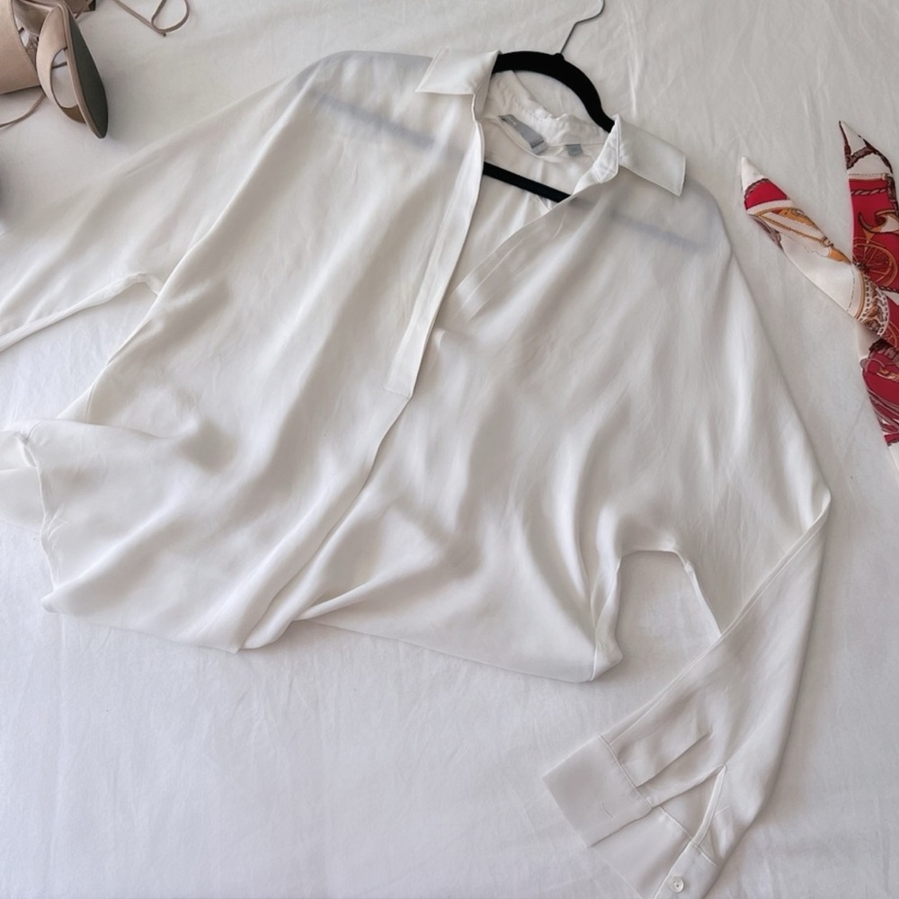 {vince} white silk blouse